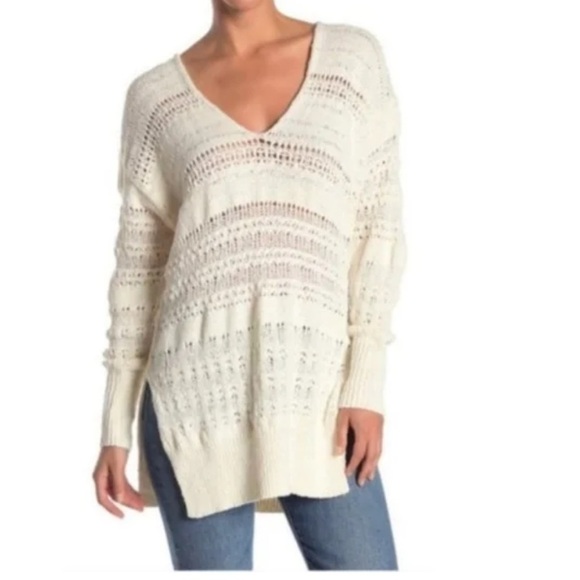 Free People Sweaters - Free People Sweater Womens knit Cream White long sleeve sweater EUC Sz Small